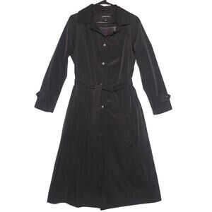 London Fog Classic Trench/Raincoat Black Sz. 6P